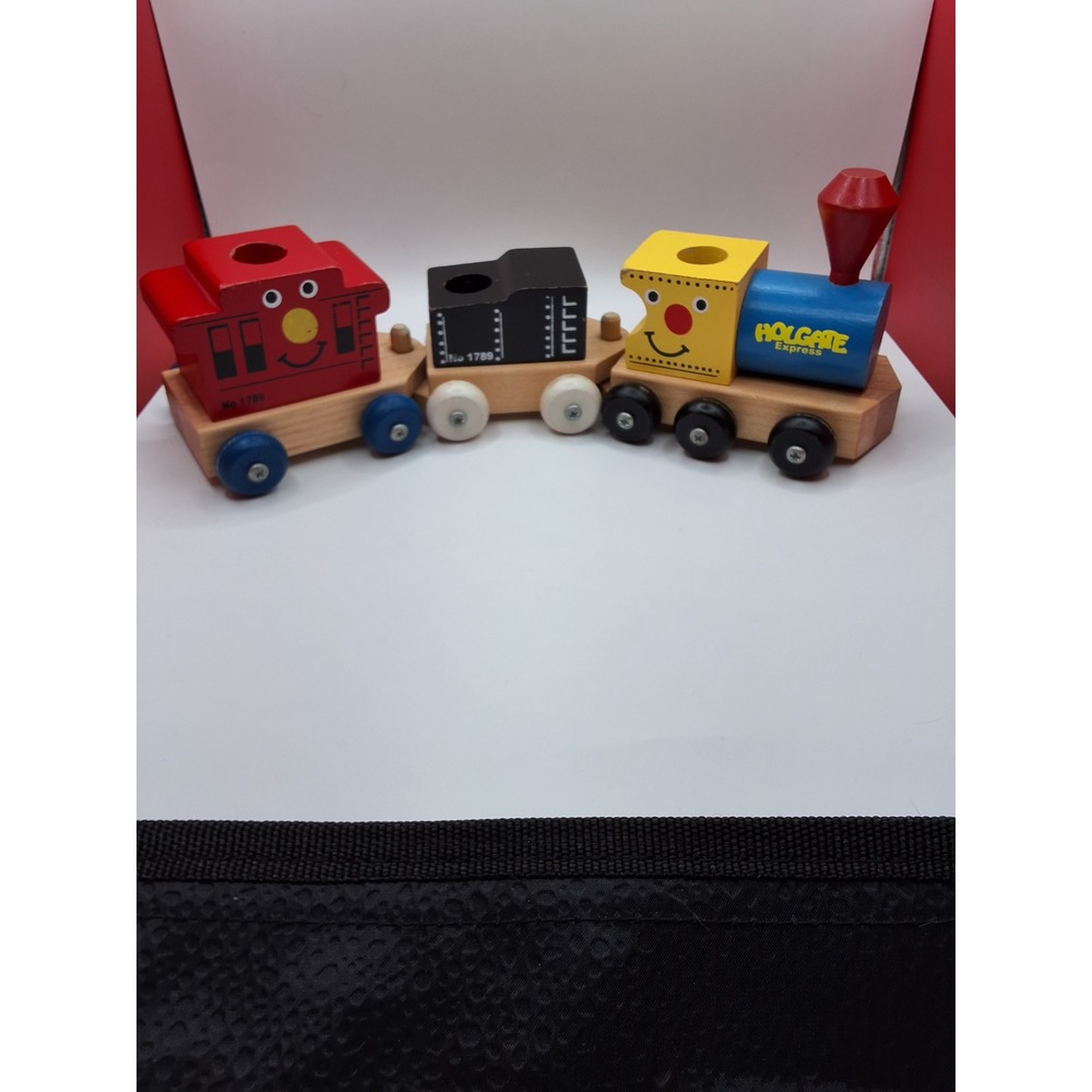 Vintage Holgate Express Wooden Toy Train Set Engine Coal Car Caboose 1789